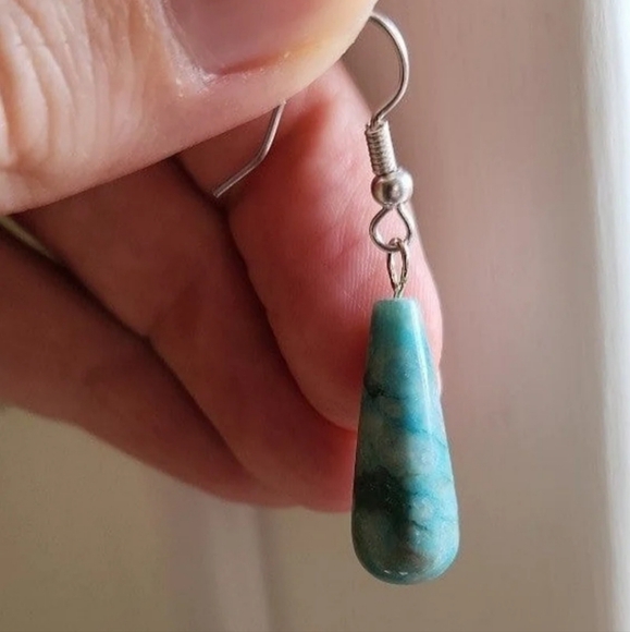 Blue jasper teardrop earrings - Picture 2 of 4